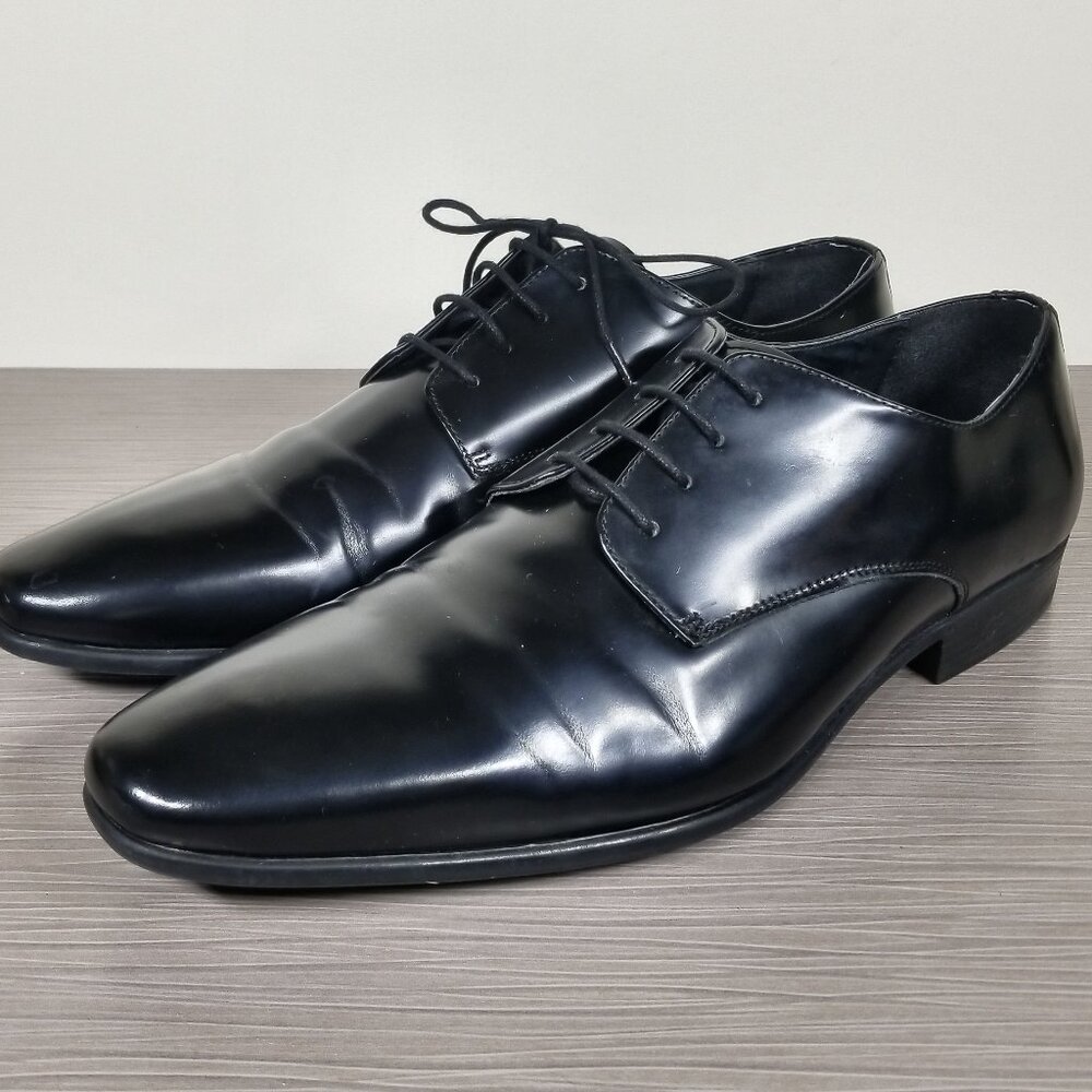 The Rail Plain Toe Derby, Black Leather, Mens Size 10.5-11  / 44